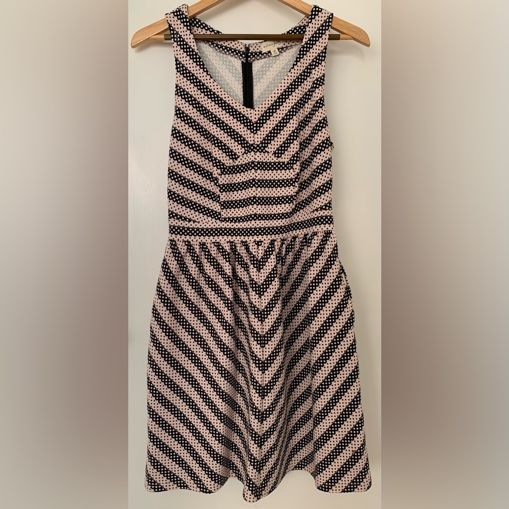 Maison Jules sleeveless A-line dress. Light pink and black dots. Size M.
